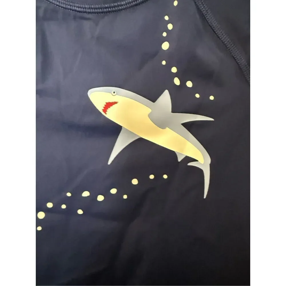 Hanna Andersson Youth Sunblock Art Rash Guard Shark Ocean Graphic Size 110/5